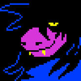 picture of Susie in a black pink blue and yellow palette that i drew for the Undertale Memories site